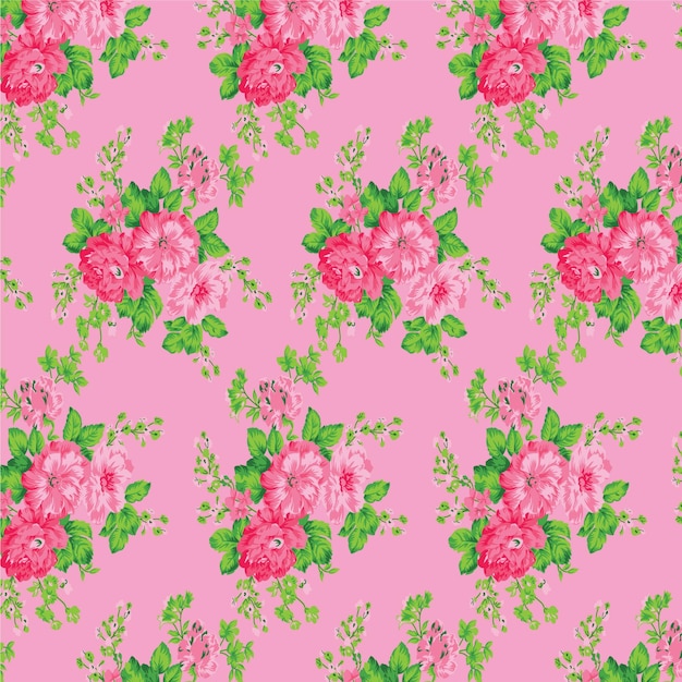 Een roze baColorful en Beautiful Traditional Floral Border Deckground met bloemen en bladeren