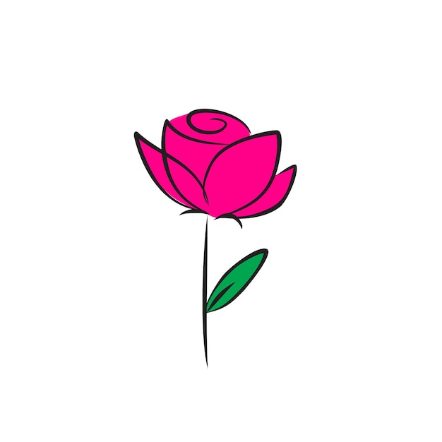 Een roze bloem met een groen blad erop en bloem vector ontwerp illustratie sjabloon banner bloem