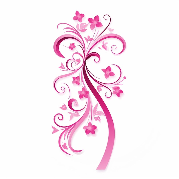 een roze bloemontwerp met paarse en roze bloemen