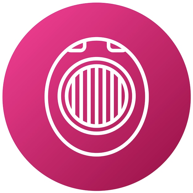 een roze cirkel met een wit logo erop
