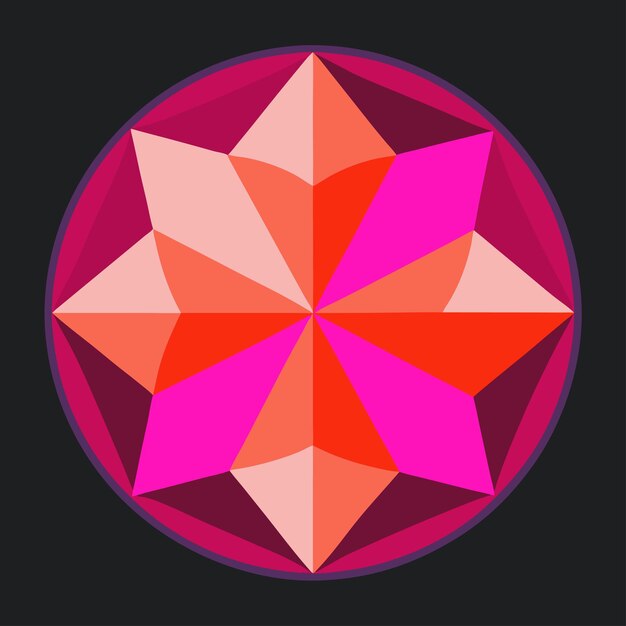 een roze en paarse cirkel met een ster erop