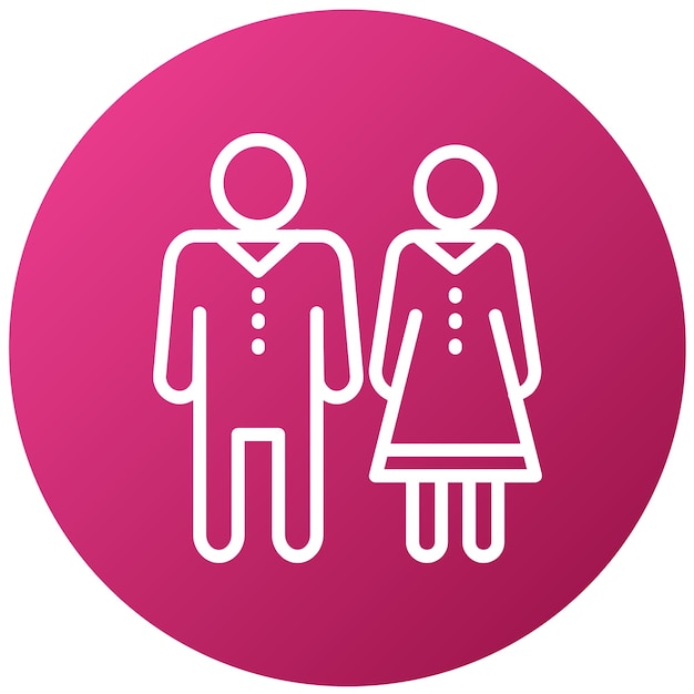 een roze en wit teken dat zegt dat een man en een vrouw naast elkaar staan