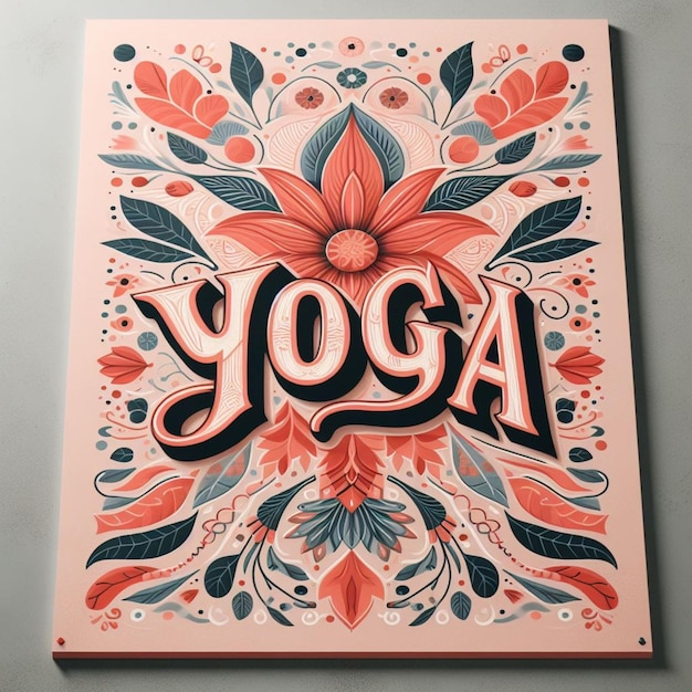 Een roze en zwart bord met de tekst yoga.