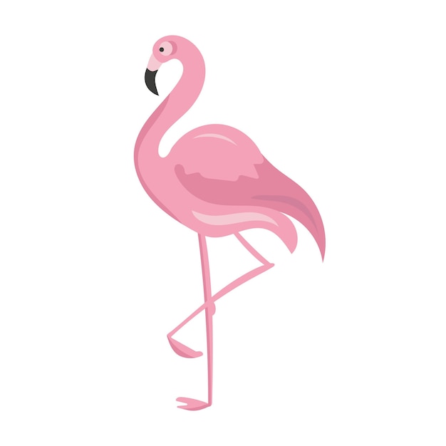 Een roze flamingo geïsoleerd op een witte achtergrond Vectorillustratie