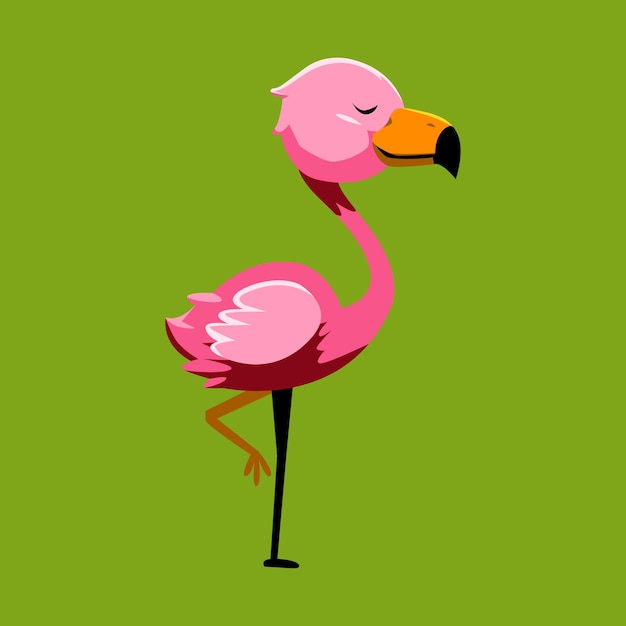 Vector een roze flamingo met een groene achtergrond