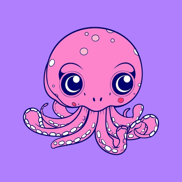 Een roze octopus met een paarse achtergrond