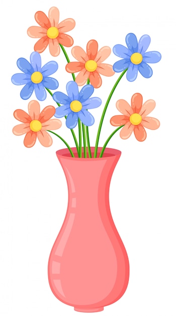 Een roze vaas met bloemen