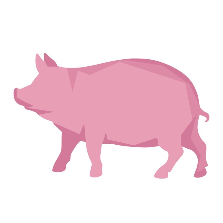 Vector een roze varken op een witte achtergrond. in geometrische stijl. vector illustratie.
