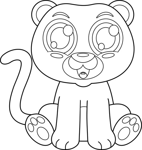 Een schattig baby panther cartoon personage.