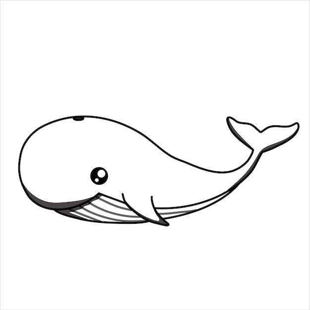 Een schattig ontwerp van de walviskunstillustratie voor het kleurboek voor kinderen