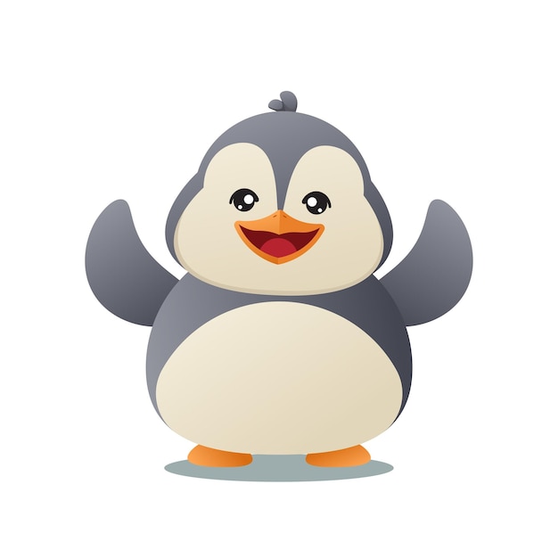 Een schattig pinguïn met een rond lichaam dat glimlacht.