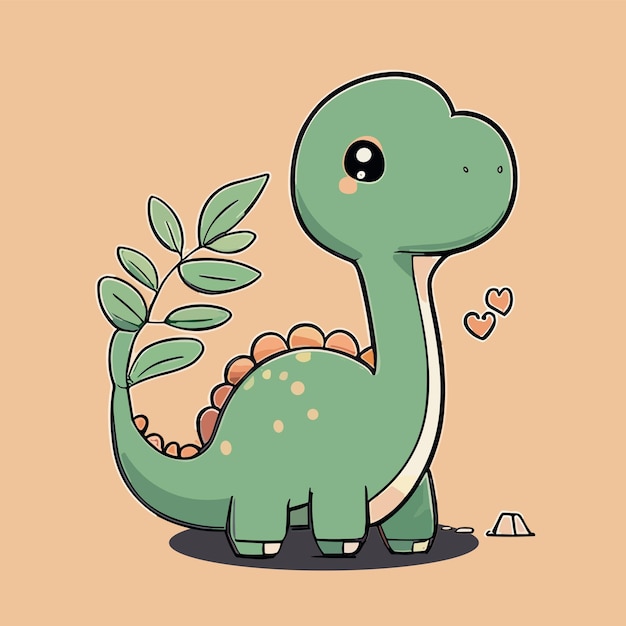 Vector een schattige dinosaurus met een groene dinosaurus op zijn rug