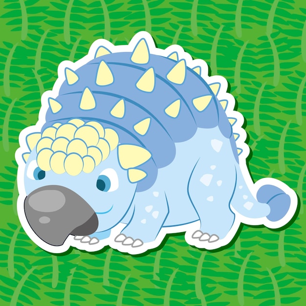 een schattige dinosaurussticker met Scutosaurus