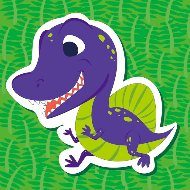 een schattige dinosaurussticker met Spinosaurus