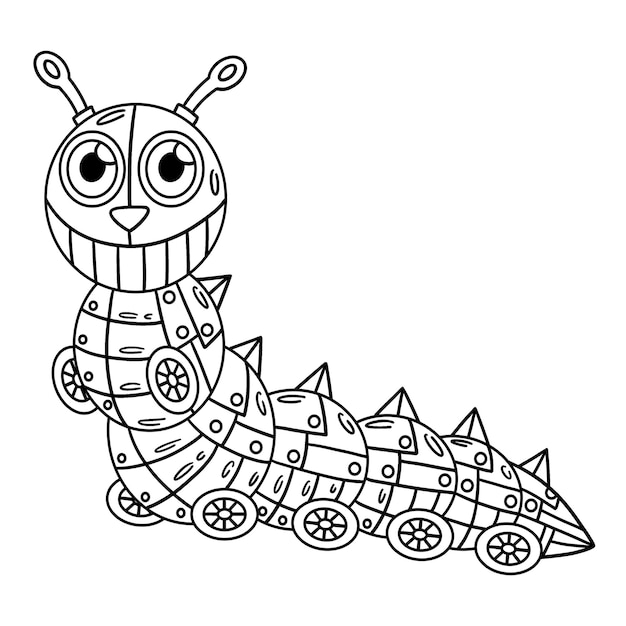 Een schattige en grappige kleurpagina van een Robot Caterpillar biedt uren kleurplezier voor kinderen Om deze pagina te kleuren is heel gemakkelijk Geschikt voor kleine kinderen en peuters