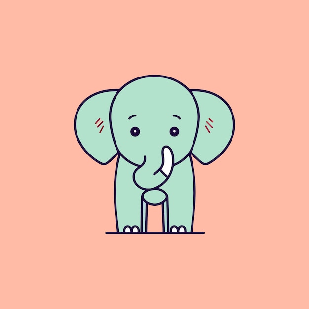 Een schattige en kawaii olifant met grote ronde ogen en een speelse uitdrukking, perfect voor kinderontwerpen