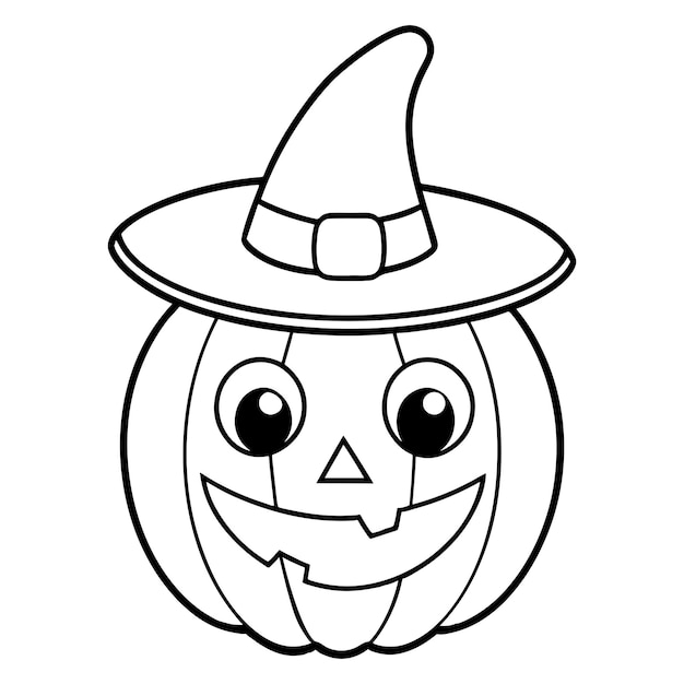 Een schattige halloween pompoen met een hoed halloweeen pompoen