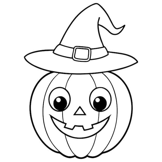 Een schattige halloween pompoen met een hoed halloweeen pompoen