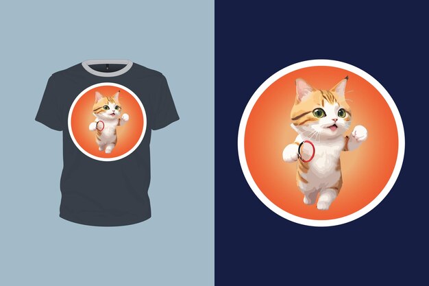 Een schattige kat die badminton draagt voor t-shirtontwerp bewerkbaar print gereed vectorbestand