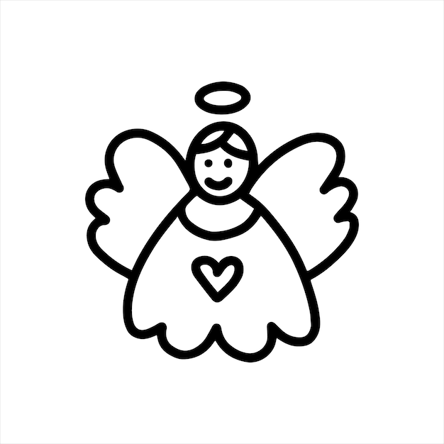 Een schattige kleine engel met vleugels doodle-stijl