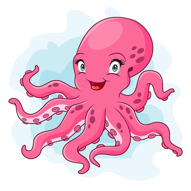 Een schattige octopus cartoon geïsoleerd op een witte achtergrond