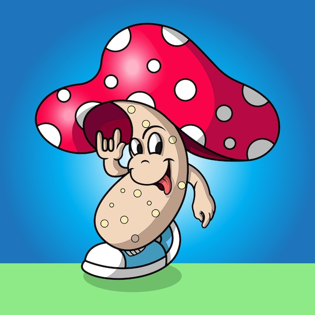 Een schattige paddenstoel is in stijl