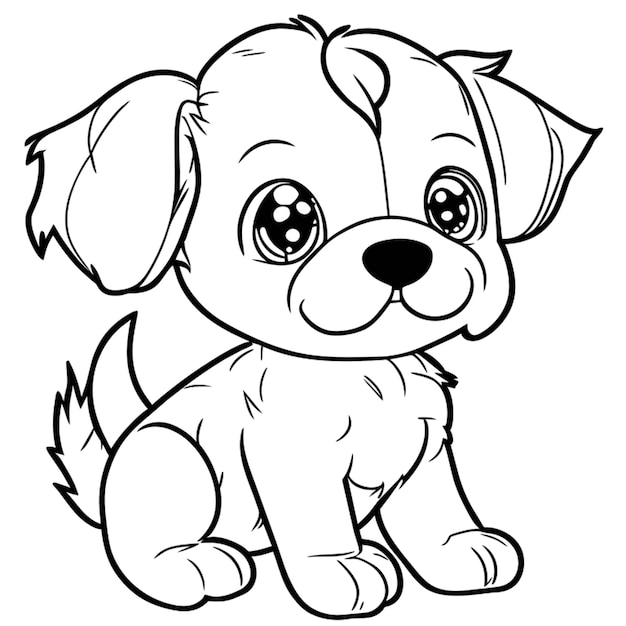 Vector een schattige puppy sketch zwarte lijn kunst vol lichaam op witte achtergrond lijn kunst vector illustratie