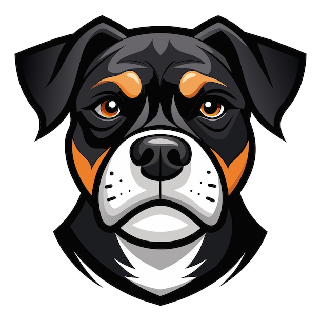 Vector een schattige zwart-witte rottweiler