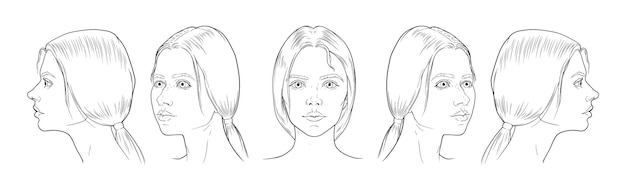 Vector een schets van een vrouwelijk gezicht met een schetsafbeelding van een vrouwengezicht