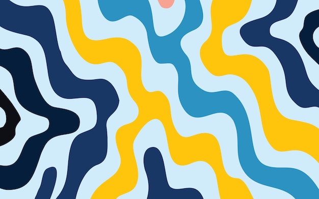 Een schilderij van een blauw geel en wit patroon