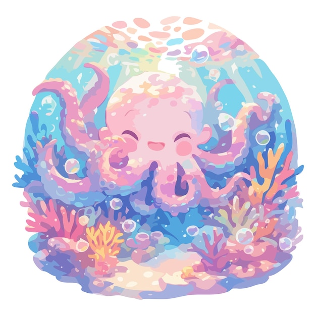 een schilderij van een octopus en de zee