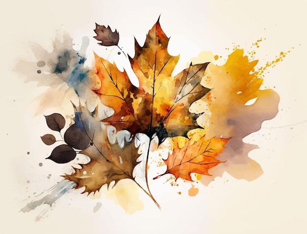 Een schilderij van herfstbladeren met het woord esdoorn erop.