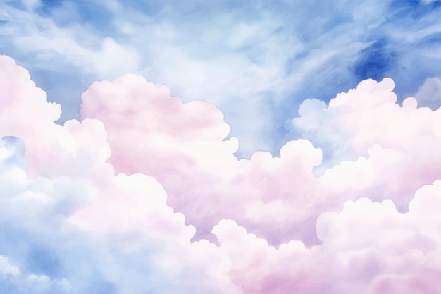 Vector een schilderij van wolken in roze en blauw