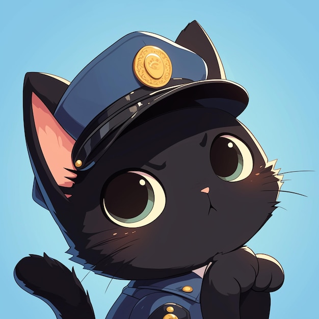 Een serieuze kat politie cartoon stijl