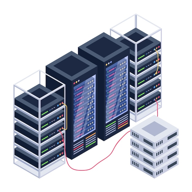 Vector een serverruimtepictogram in isometrisch ontwerp premium download