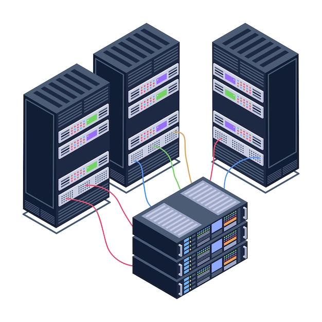 Vector een serverruimtepictogram in isometrisch ontwerp premium download