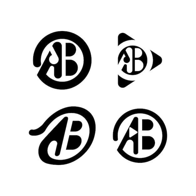 Vector een set a- en b-letters in zwart-wit voor het muzieklogo