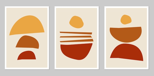 Een set abstracte posters met eenvoudige figuren