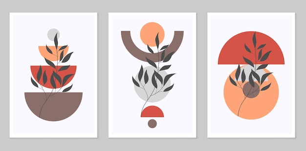 Een set abstracte posters met eenvoudige figuren