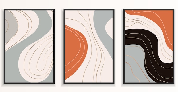 Een set abstracte schilderijen van verschillende vormen kunstwerken panelen in retro kleuren Vector illustratie