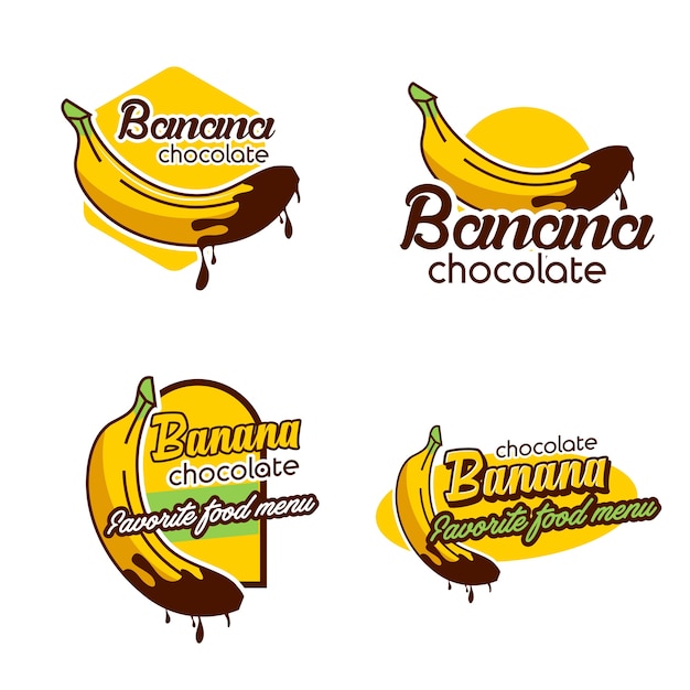 Een set banana logo-badge