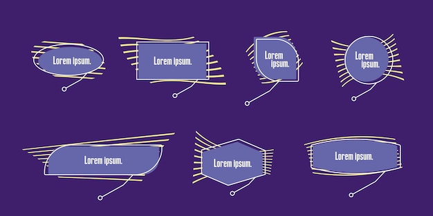 Een set callout-headersjablonen met een witte omtrek callouts zijn de koppen van elementen voor webpagina's, brochures en infographics de tekst van de offerte