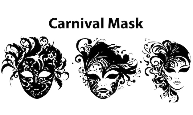 Een set carnavalmaskers silhouet vector illustratie