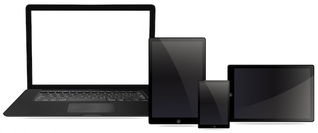 Een set compueters en tablets