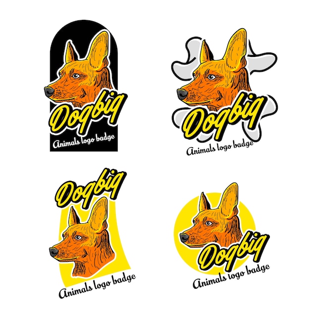 Een set dog logo badge emblem