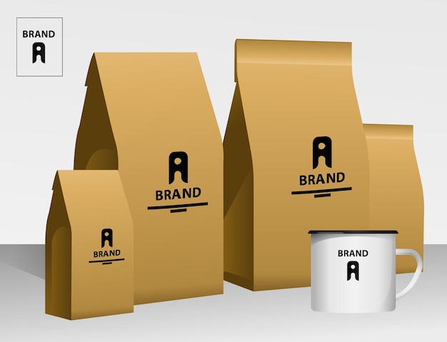 een set dozen met een merklogo aan de bovenkant