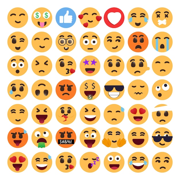Een set emoticons met de woorden $ $ erop.