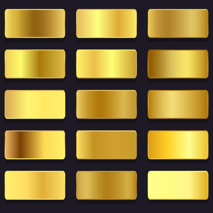 Vector een set gouden vierkanten met een zwarte achtergrond