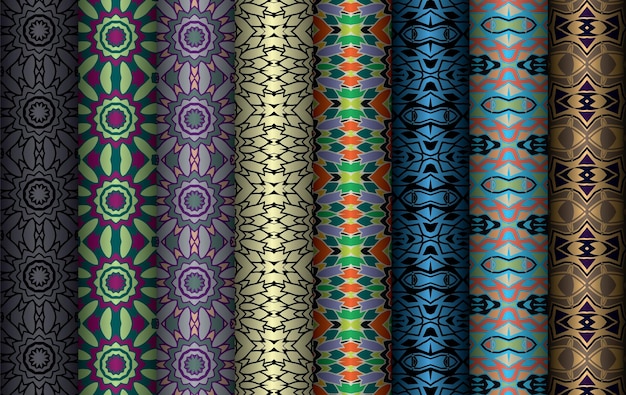 Een set handgemaakte patronen, waaronder cirkels naadloze geometrische herhaalde patronen ontwerpbundel