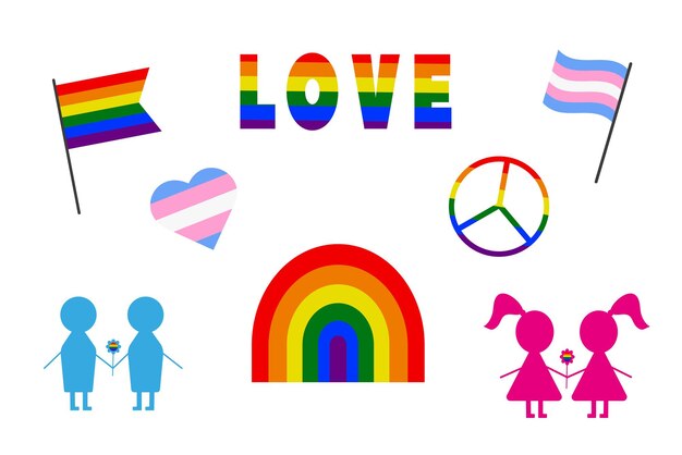 Een set iconen voor de Internationale Dag van LGBT Pride Internationale Dag tegen Homofobie Transph